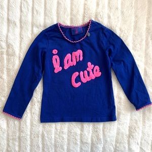 Mim-Pi girl "I am cute" blue tee sz 3 years NWOT